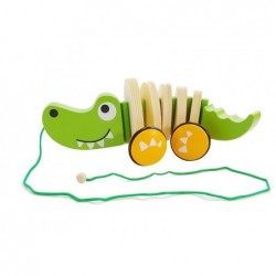 Wooden Crocodile on Wheels 18cm