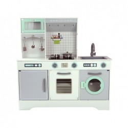 Wooden kitchen Sara White-Mint Accessories Washing machine Fridge Induction hob