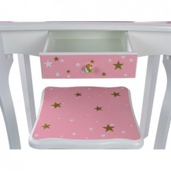 Wooden Dressing Table Three Mirrors Stars Pink 100 cm