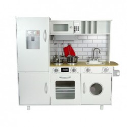 Wooden Kitchen Bianka White Cutlery Washing Machine Cabinets Fridge 102 cm High