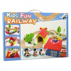 Wooden Train Track Cars Trees Buildings