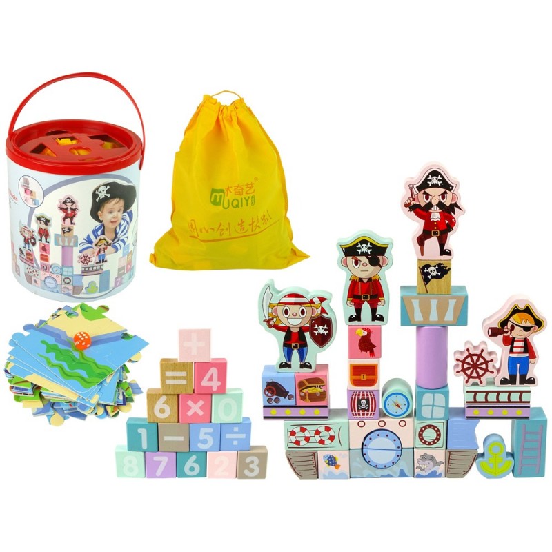 Wooden Bricks Castle Pirates Ship 46 Pieces Puzzle