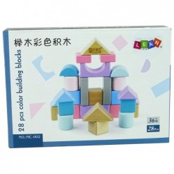 Wooden Bricks Pastel Colours 28 Pieces Castle