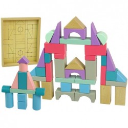 Wooden Bricks Pastel Colours 55 Pieces Castle