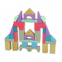 Wooden Bricks Pastel Colours 55 Pieces Castle