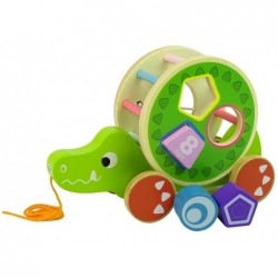 Crocodile Pull-On Wheels Wooden Block Sorter