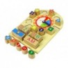 Wooden Educational Clock Sorter Coloured Numbers Blocks