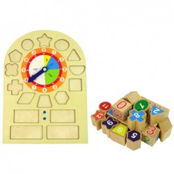 Wooden Educational Clock Sorter Coloured Numbers Blocks
