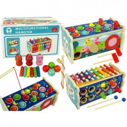 Multifunctional Wooden Toy Game Hit the Mole Catching Fish Cymbals