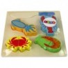 Wooden Set Of Fish Meat Dishes For Slicing