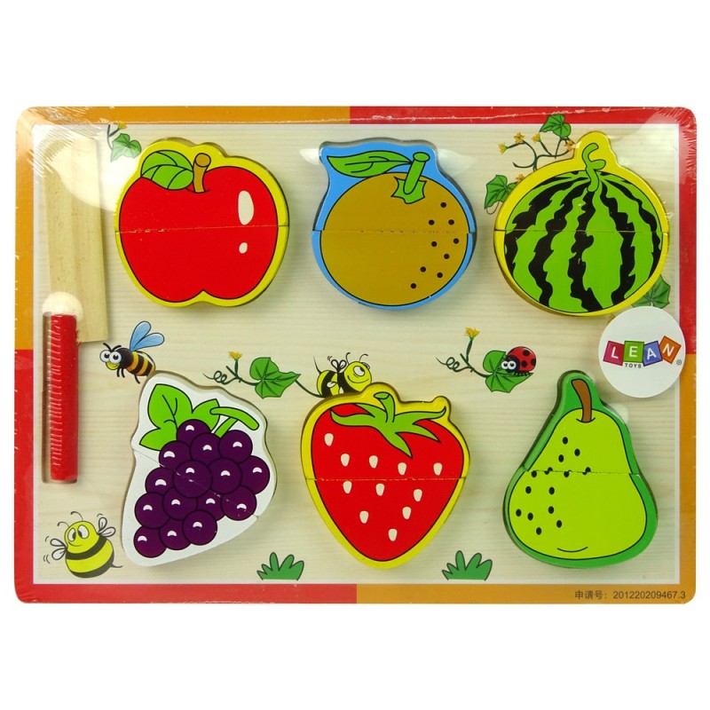 Wooden Fruit Chopping Set 6 Pieces Strawberry Pear Grape