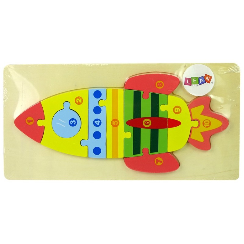Set of Wooden Jigsaw Puzzles Rocket Numbers