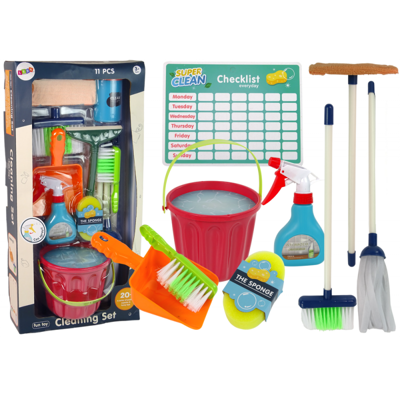 Cleaning Set 11in1 for children mop bucket dustpan spray sponge