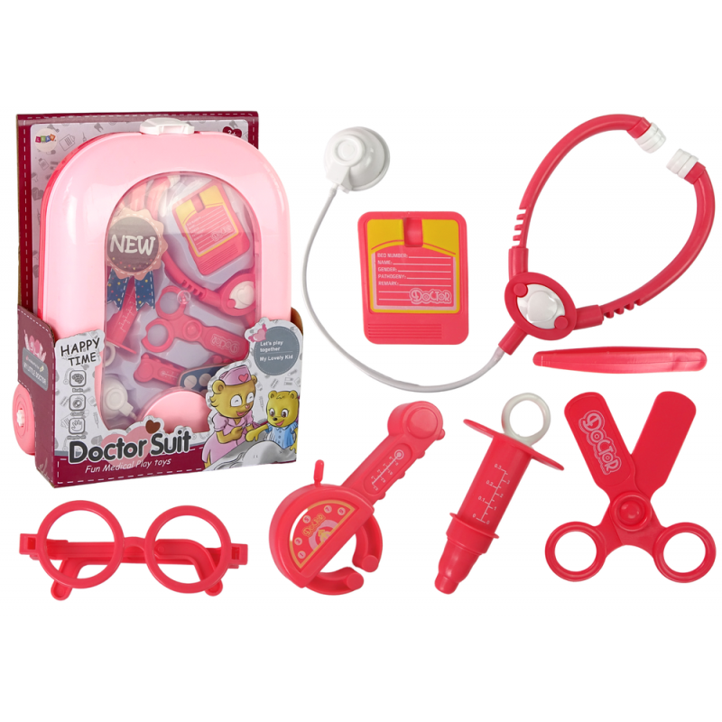 Doctor Kit in Backpack Doctor Stethoscope Scissors Pink