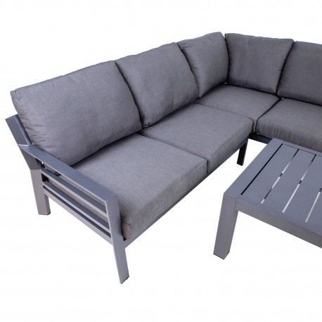 Garden furniture set TOMSON table and corner sofa, dark grey