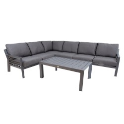 Комплект садовой мебели TOMSON стол и угловой диван, тёмно-серый
