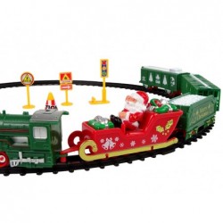 Christmas Train Locomotive Tracks Santa Claus Lights
