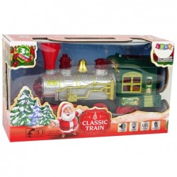 Christmas Locomotive Lights Sound Green Battery Operated