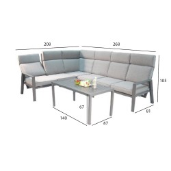 Комплект садовой мебели CASTEN стол и угловой диван, тёмно-серый