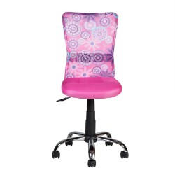 Рабочий стул BLOSSOM 40x53xH90-102см, сиденье и спинка  ткань   сетка из ткани, цвет  розовый, цветочный узор