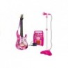 Guitar with microphone strings amplifier pink microphone with tripod