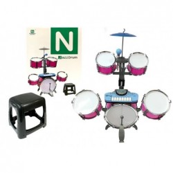 Drums Set with Keyboard Microphone Chair 4 Drums