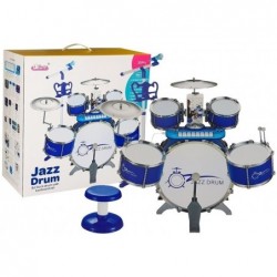 Drums Set with Keyboard Microphone and Chair Blue 5 drums