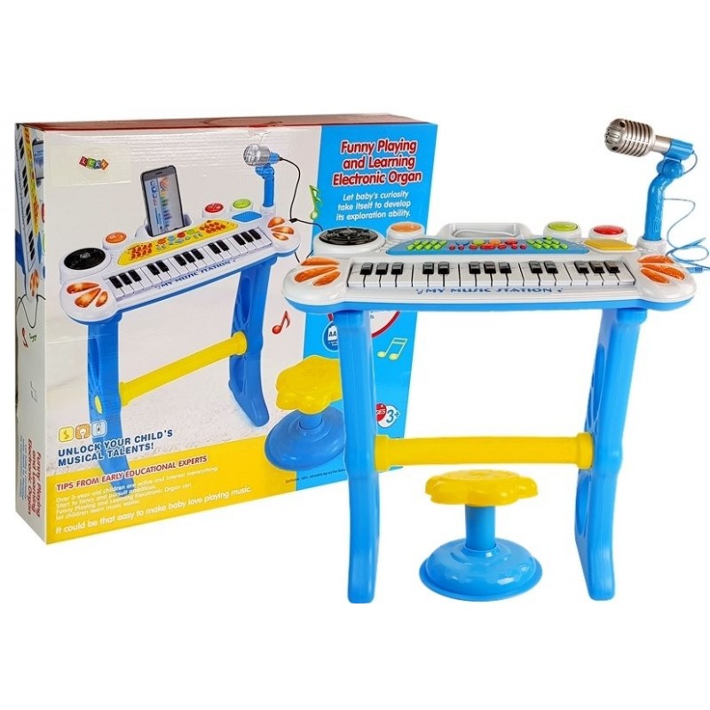 Keyboard with Microphone and USB Chair Blue