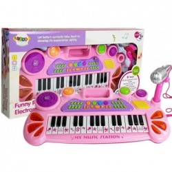 Keyboard with Microphone Pink 31 Keys Animal Sounds USB