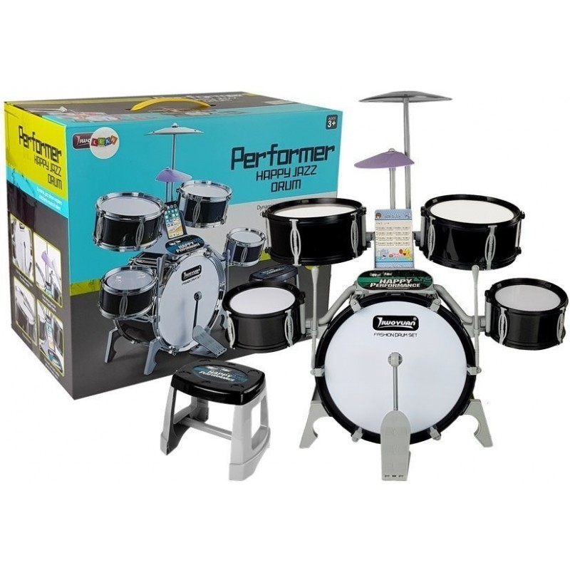 Drums. Musical Set of 5 Drums. Chair. Cymbal