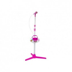 Microphone with Stand Light Sound LEDs MP3 Karaoke Pink