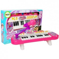 Keyboard Piano 24 Keys USB Microphone Pink