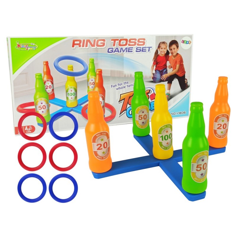 Handball Game Hoop Throw Coloured Bottles Points