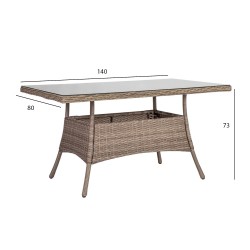 Table TOSCANA 140x80xH73cm, beige