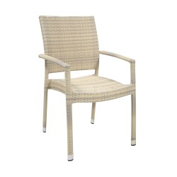Chair WICKER-3 with armrests, beige