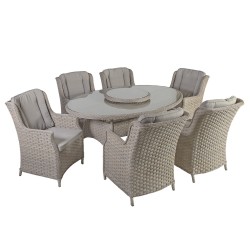 Садовая мебель PACIFIC стол и 6-стульев (10494)180x120xH74см, рама  алюминий с плетением из пластика, цвет  серо-бежевый