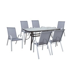 Садовая мебель DUBLIN стол и 6 стульев, серый
