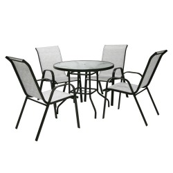 Garden furniture set DUBLIN table, 4 chairs, silver grey