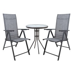 Garden furniture set DUBLIN table, 2 foldable chairs, grey