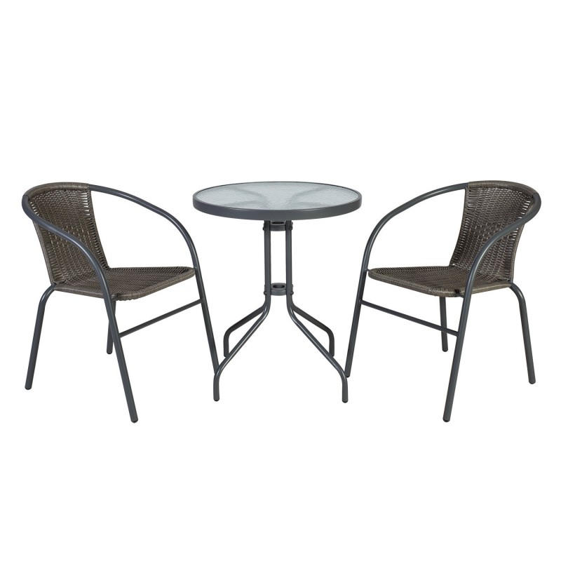 Rõdukomplekt BISTRO laud D60xH70cm, 2 tooli (20563), metallraam, värvus  hall