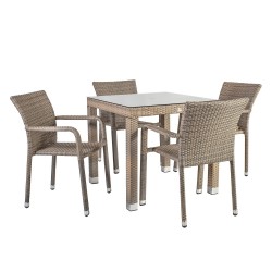 Садовая мебель LARACHE стол и 4 стула(2102), 80x80xH75см, рама  алюминий с плетением из пластика