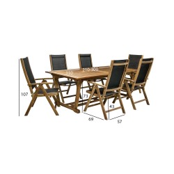 Садовая мебель FUTURE стол и 6 стульев (2782), 210 300x110x73cм, раздвижный, дерево  акация, обработка  промасленный