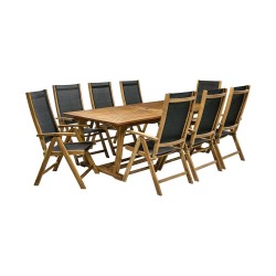 Садовая мебель FUTURE стол и 8 стульев (2782),  210 300x110x73cм, раздвижный, дерево  акация, обработка  промасленный