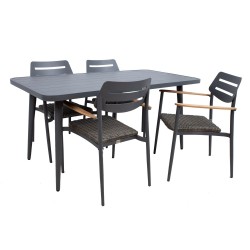Комплект WALES стол, 4 стула, темно-серый