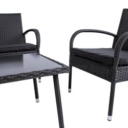 Комплект садовой мебели ВЕНА стол, диван и 2 кресла, черный