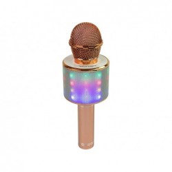 Wireless Microphone USB Speaker Karaoke Recording Model WS-858 Pink Gold
