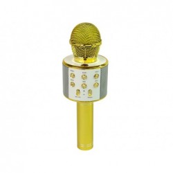 Wireless Microphone USB Speaker Karaoke Recording Model WS-858 Gold