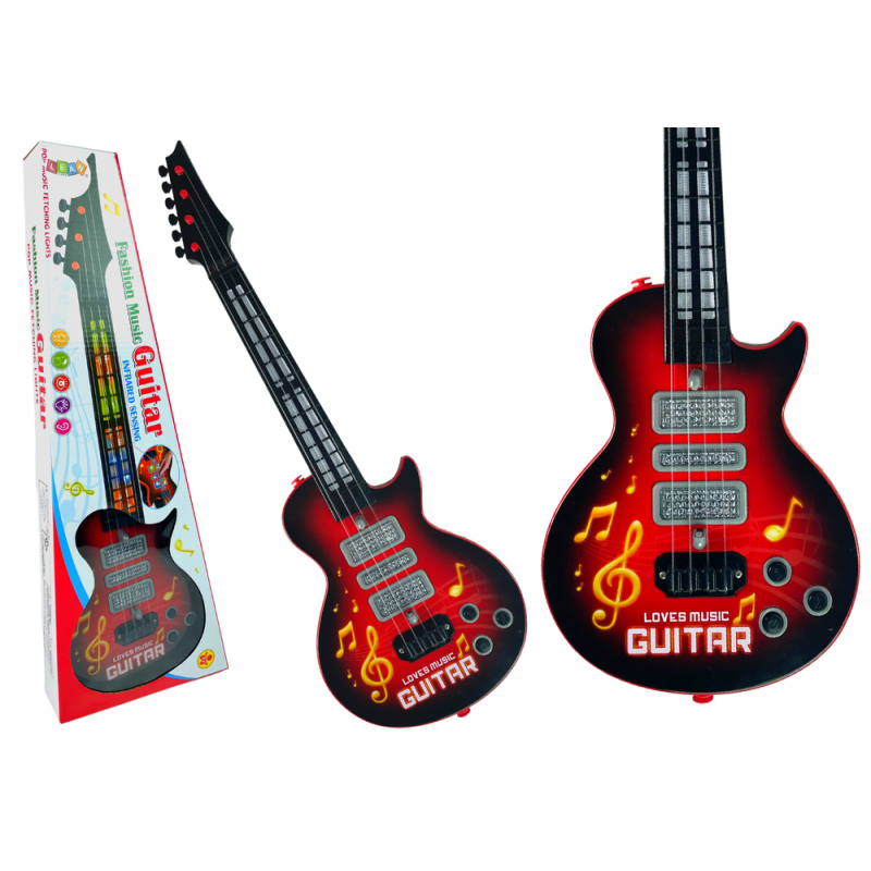 Electric Guitar Star Strings Coloured Diodes Red