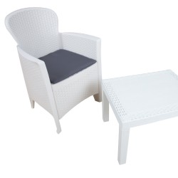 Garden furniture set AKITA table, 2 chairs, white