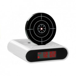 Gun Alarm Clock with Laser Pistol White